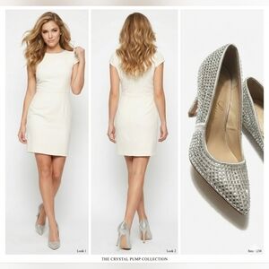 New Lauren Lorraine Crystal Studs Point toe Pumps Heels Embellished